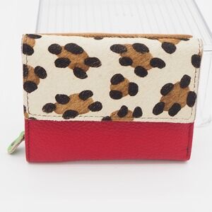 Soruka Bi-Fold Handcrafted Wallet Soft Pebbled Leather Calf Hair Leopard Print